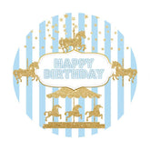Lofaris Gold Merry Go Round And Blue Birthday Backdrop